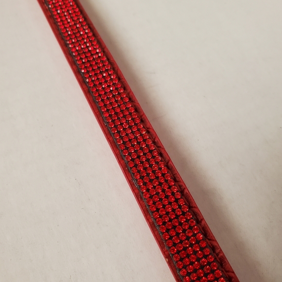 AKC Dog Collar Faux Red Crocodile w K-9 Rubies S - Picture 10 of 15